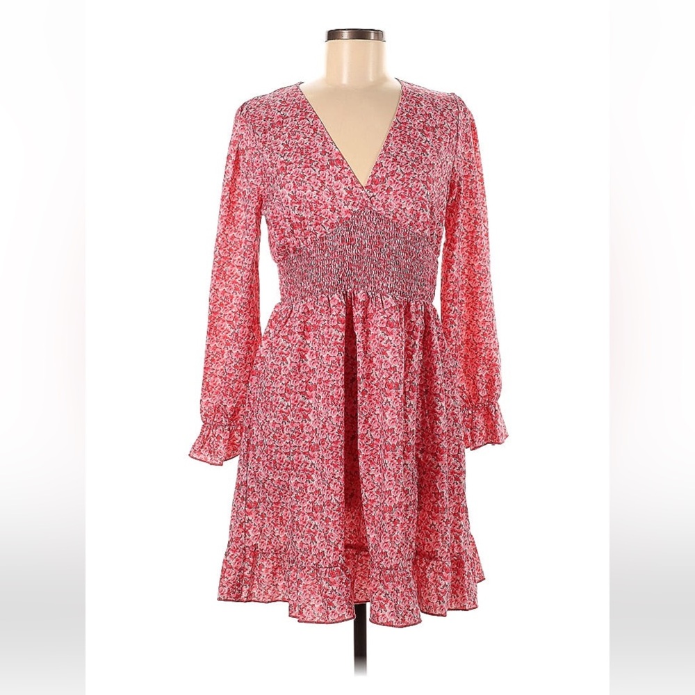 Super Cute Red/Pink Long Sleeve Short Dress in Women’s Size Small